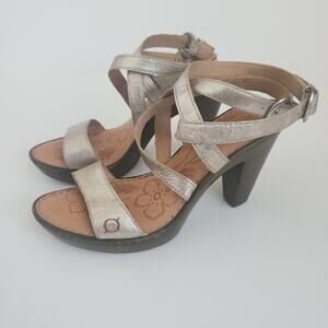 Born Leather Gold Heels Sandals